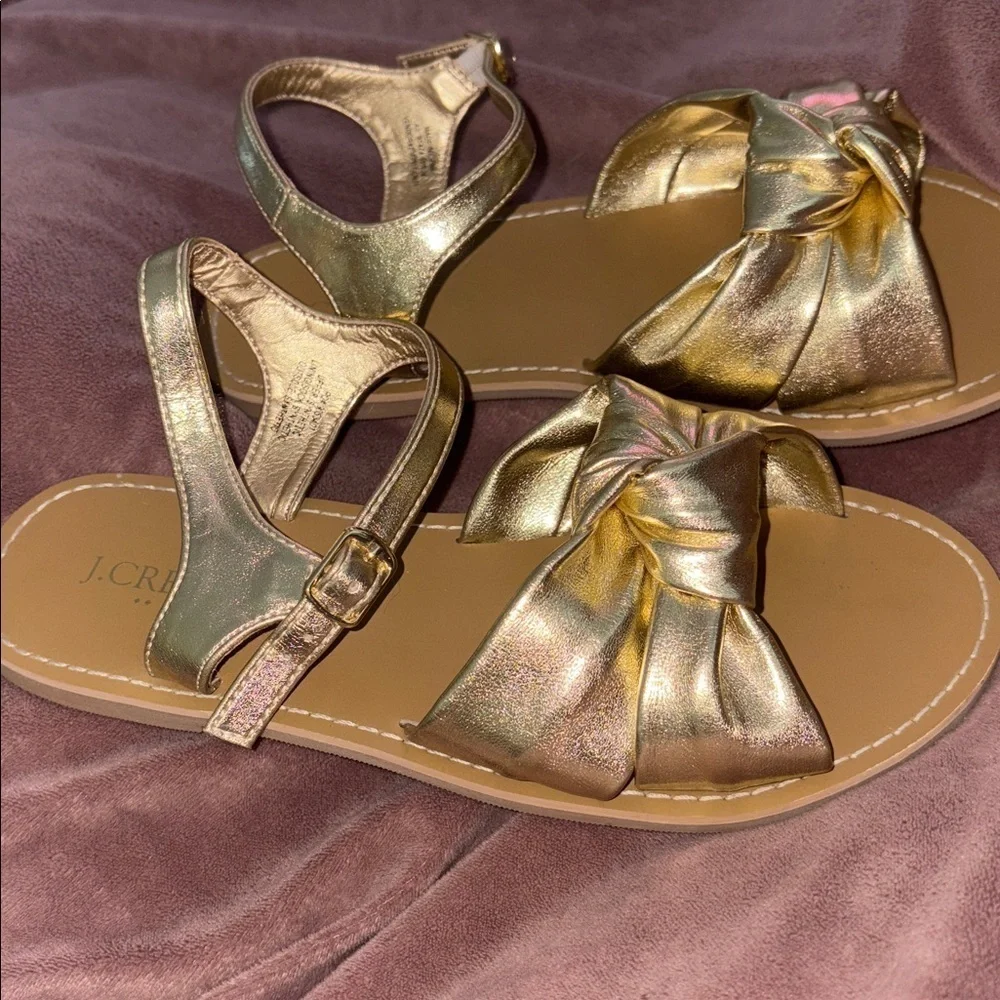 J.Crew Factory Girls' Knot Sandals with Ankle Strap Gold size 3